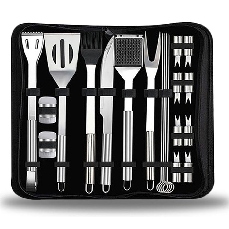 Set utensili da picnic barbecue 20 in 1 in acciaio inox