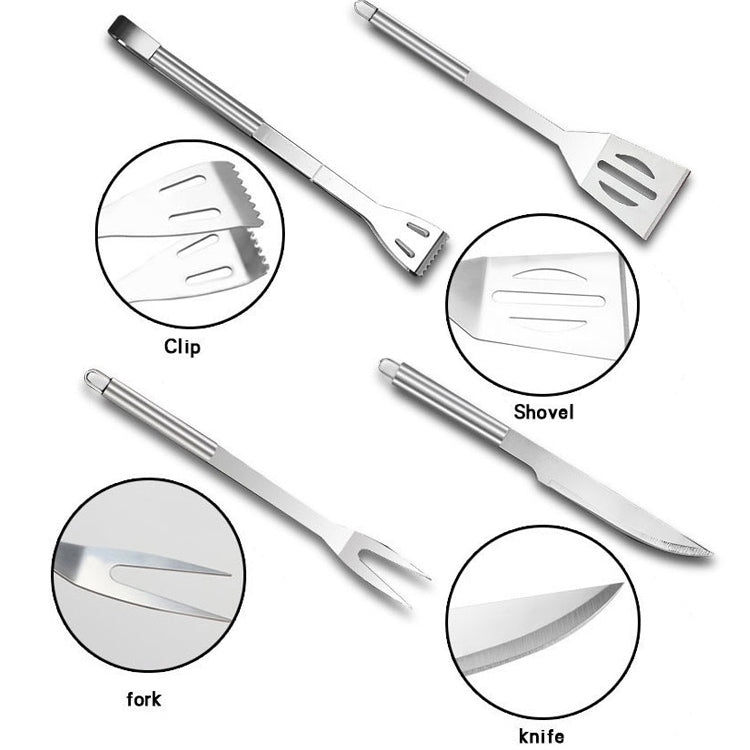 Set utensili da picnic barbecue 20 in 1 in acciaio inox