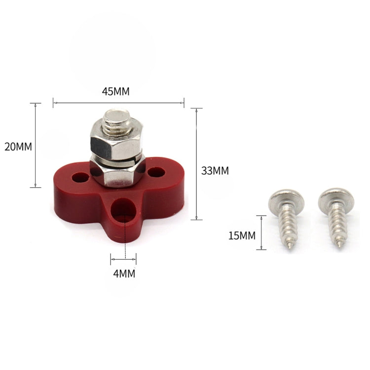 Barra collettrice M10 rossa con perni terminali singoli
