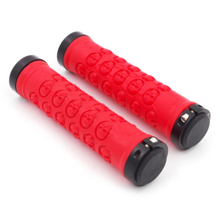 Manopole MTB in gomma con bloccaggio, rosse Skull Style - immagine 2