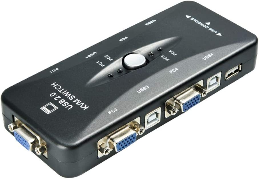 Switch KVM USB 2.0 a 4 porte per PC con monitor VGA