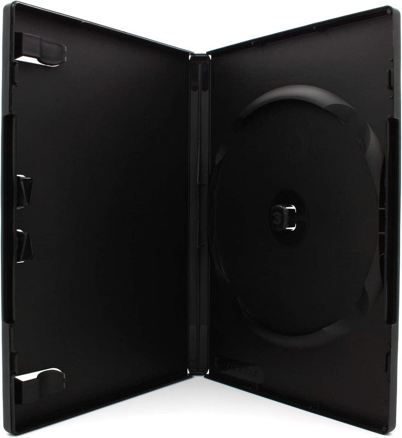 Custodia per DVD nera con supporti interni e pellicola trasparente