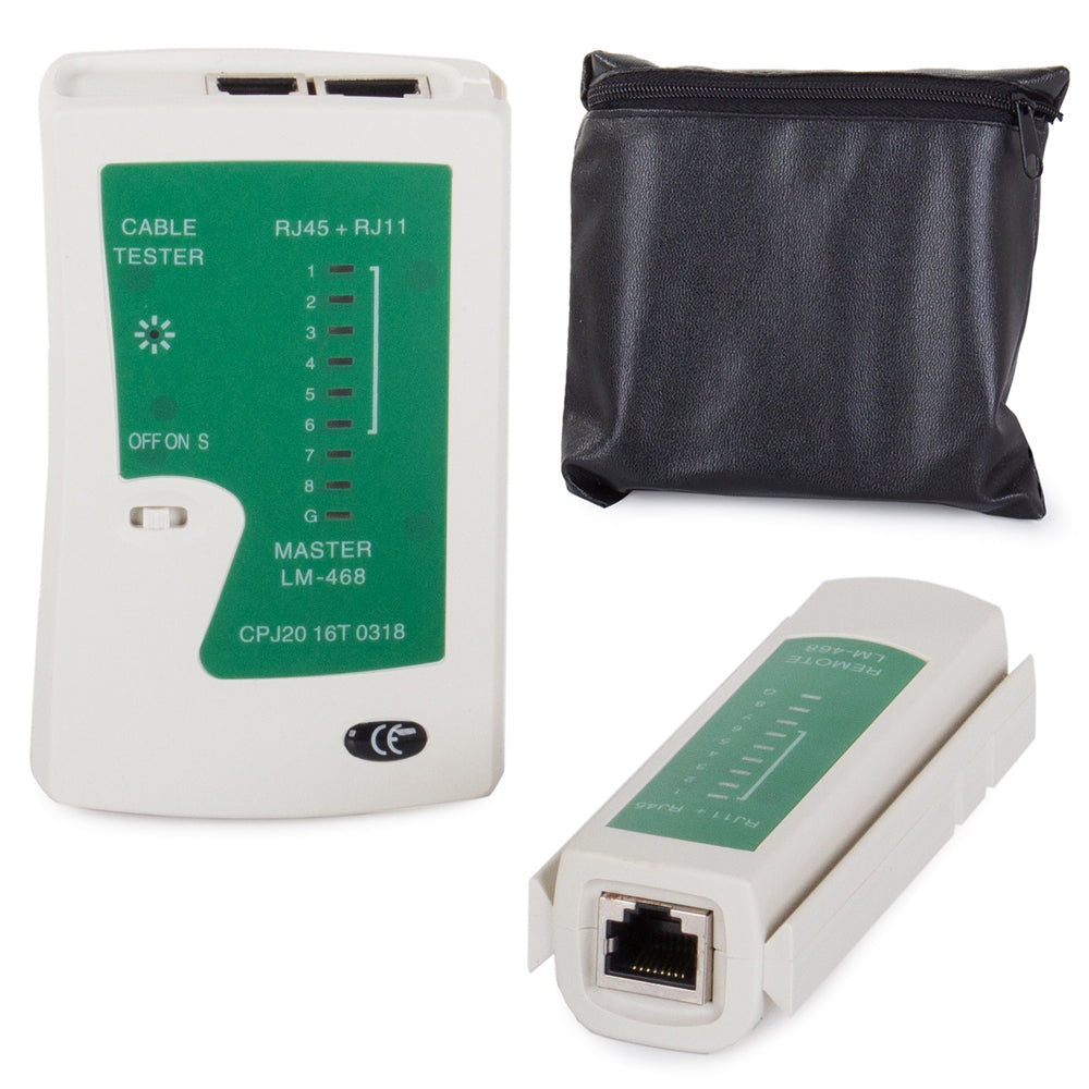 Tester di rete RJ45 e RJ11 con scansione manuale e automatica