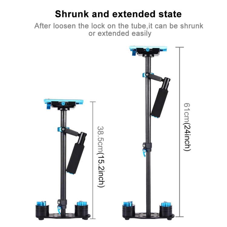 Stabilizzatore portatile in fibra di carbonio PULUZ 38,5-61 cm per video e fotocamere digitali DSLR e DV, intervallo di carico: 0,5-3 kg, P60T Black, P60T Blue, P60T Red, RU Stock P60T Black
