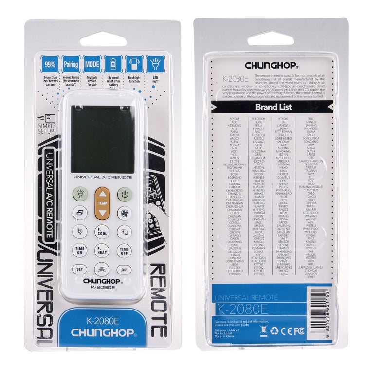 Telecomando universale LCD per climatizzatore Chunghop K-2080E - immagine 8