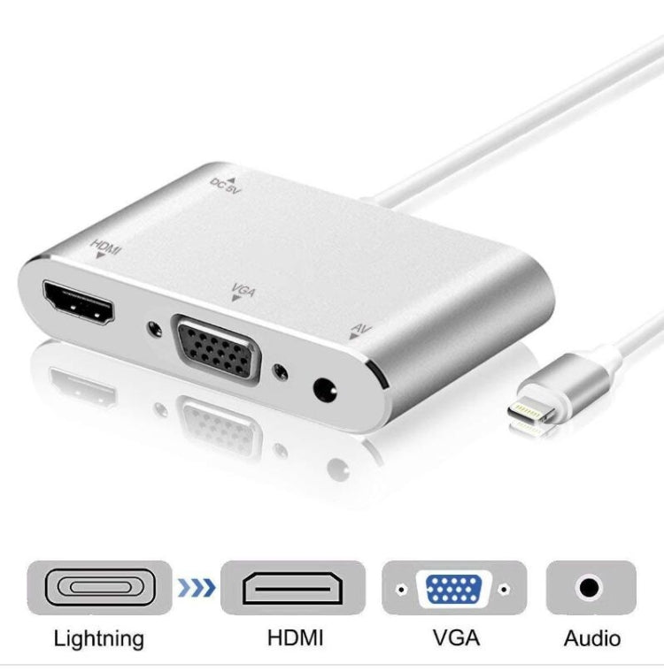 Adattatore 3 in 1 8 pin a HDMI VGA audio per iPhone iPad