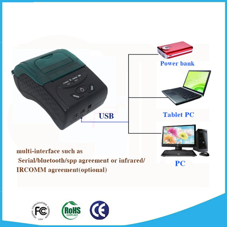 Stampante termica portatile Bluetooth con porta USB 58 mm