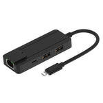 Hub USB 2.0 con Ethernet RJ45 e 2 porte USB, ingresso 8 PIN