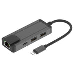 Hub USB 2.0 con Ethernet RJ45 e 2 porte USB, ingresso 8 PIN - immagine 5