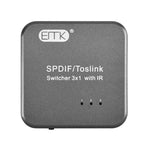 Switcher audio ottico digitale 3x1 SPDIF/TosLink con controller I
