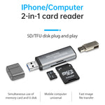 Lettore schede USB 2 in 1 per iPhone e computer