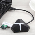Adattatore HUB USB 3.0 4 porte 5 Gbps con cavo 20 cm