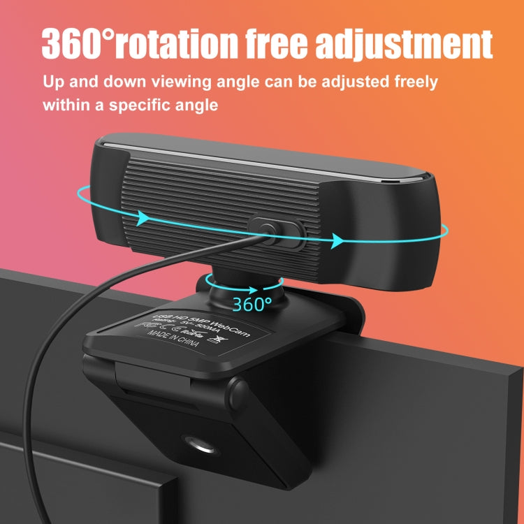 Webcam USB 5M pixel 2.5K con microfono e autofocus