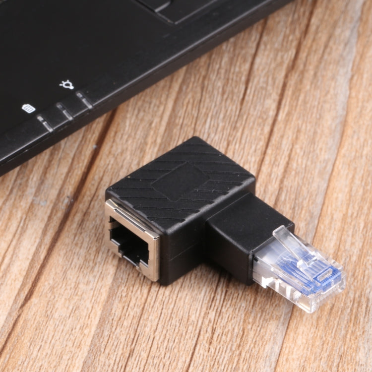 Adattatore RJ45 maschio-femmina 90 gradi per cavo Ethernet