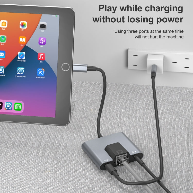 Adattatore 3 in 1 per iPhone con RJ45 e audio 8 pin