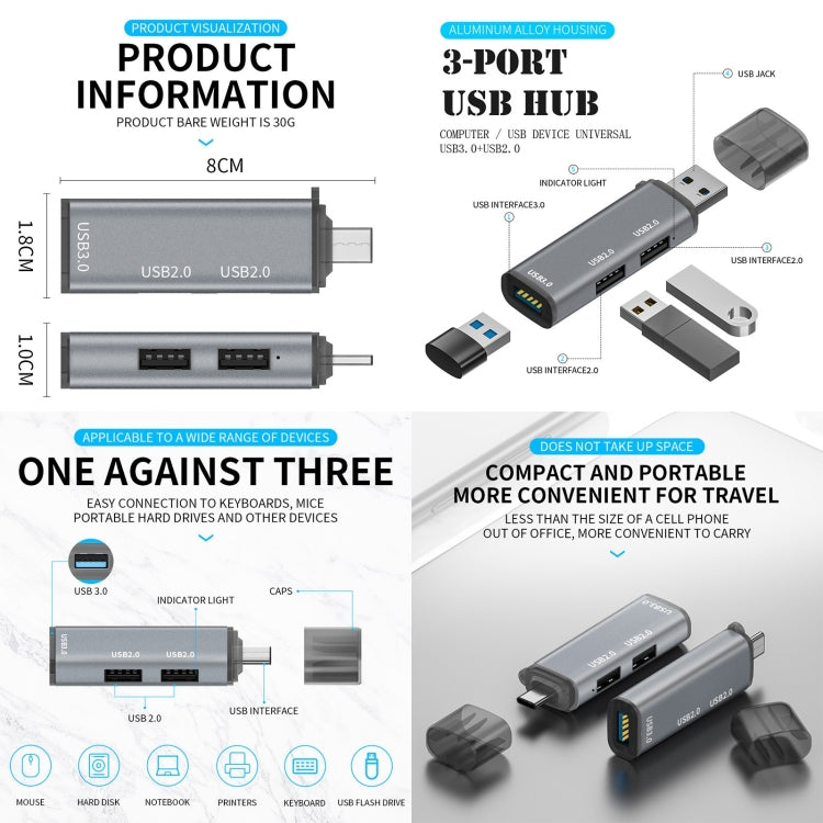 Adattatore HUB USB 2.0 x2 + USB 3.0 a 3 porte USB 3.0