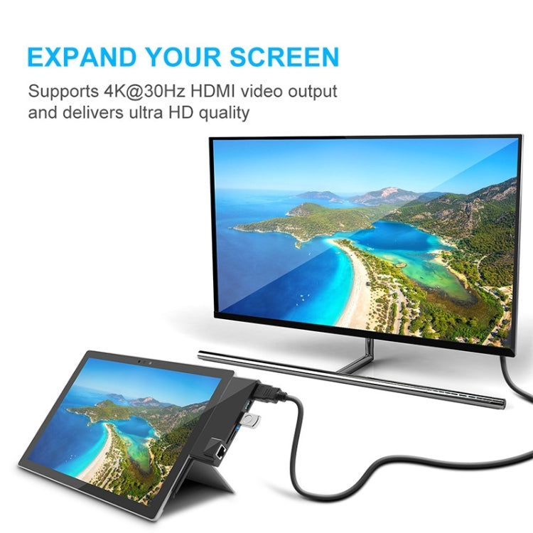 Adattatore HUB Rocketek 6 in 1 HDMI USB 3.0 RJ45 per Surface Pro