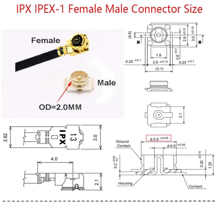 Cavo adattatore IPX femmina a MMCX femmina RG178 15 cm