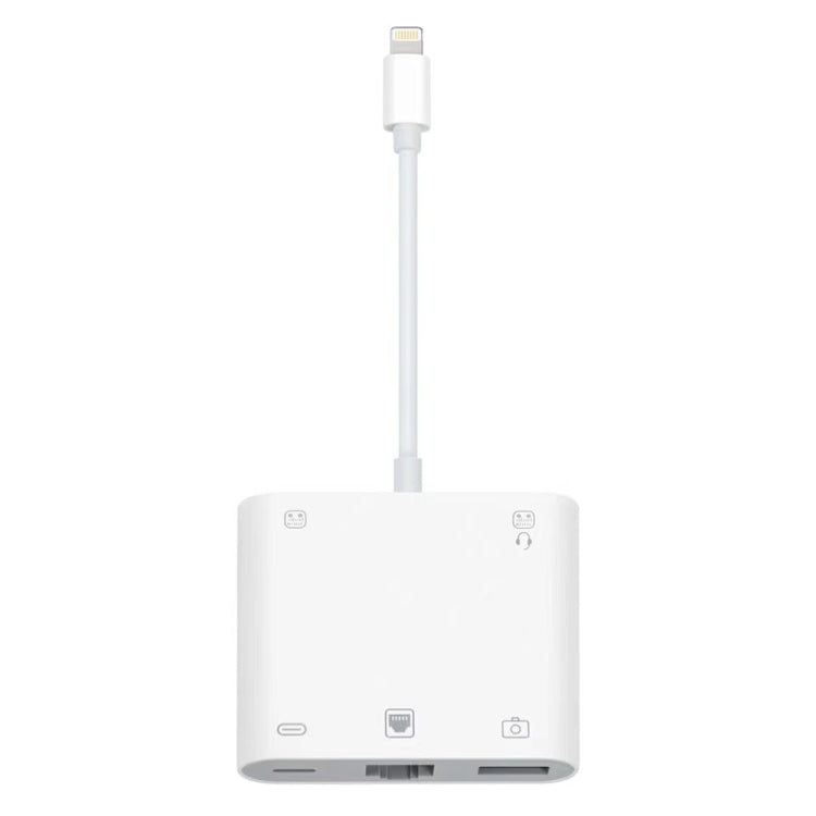 Adattatore 5 in 1 8 Pin maschio a USB 3.0, RJ45 e jack 3.5mm