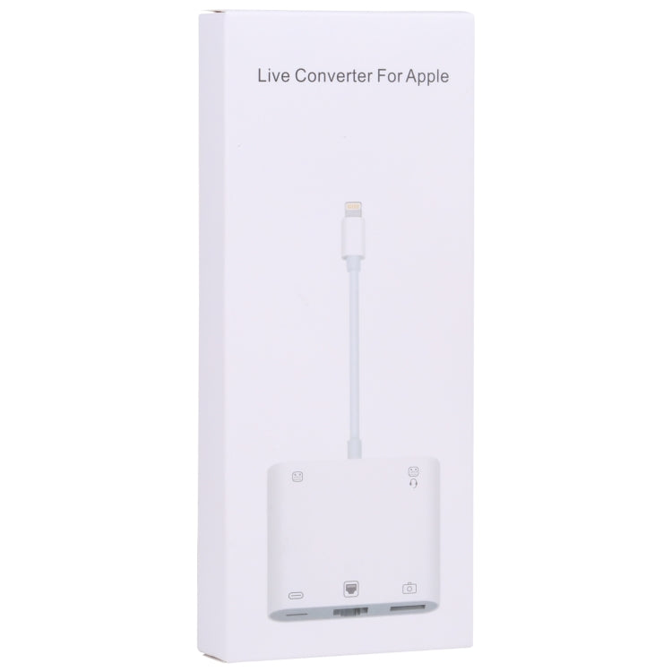 Adattatore 5 in 1 8 Pin maschio a USB 3.0, RJ45 e jack 3.5mm