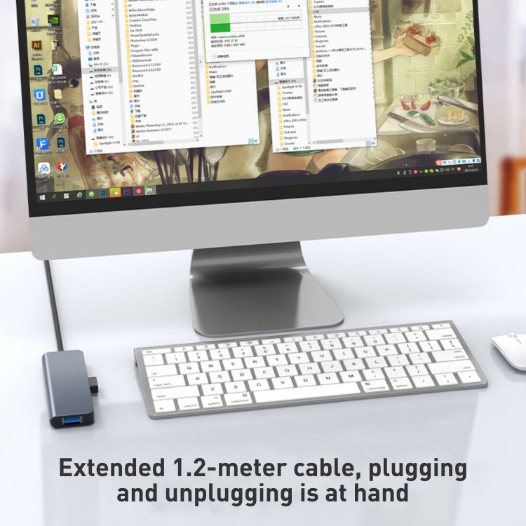 Adattatore HUB 4 in 1 USB 3.0 con cavo 1,2 m