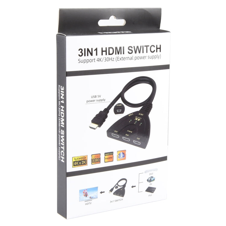 Switcher HDMI 3 ingressi 1 uscita 4K 30Hz con cavo pigtail