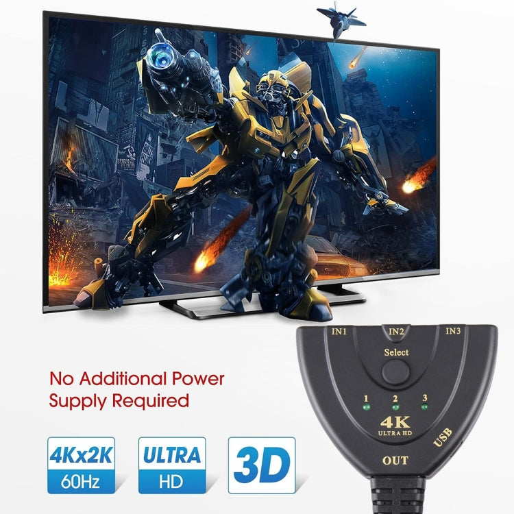 Switcher HDMI 3 ingressi 1 uscita 4K 30Hz con cavo pigtail