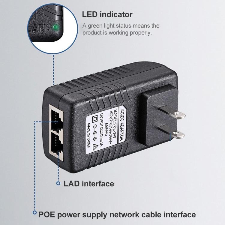 Alimentatore 24V 1A con porta POE e LAD AU Plug