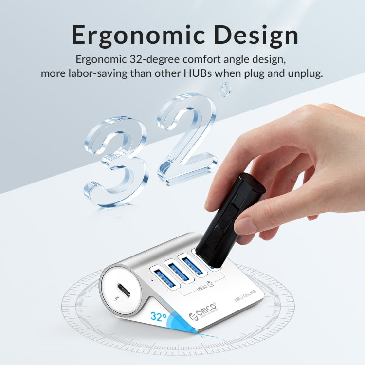 Hub Orico 4 porte USB 3.2 Gen1 5 Gbps in alluminio