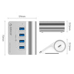 Hub Orico 4 porte USB 3.2 Gen1 5 Gbps in alluminio