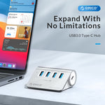 Hub Orico 4 porte USB 3.2 Gen1 5 Gbps in alluminio