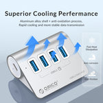 Hub Orico 4 porte USB 3.2 Gen1 5 Gbps in alluminio