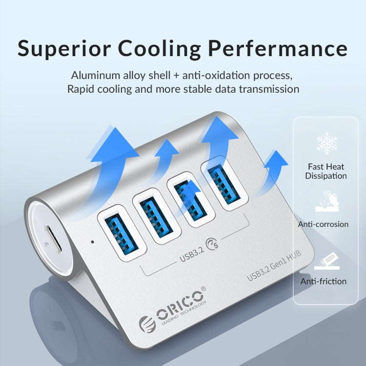 Hub Orico 4 porte USB 3.2 Gen1 5 Gbps in alluminio
