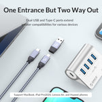 Hub USB 3.2 Gen1 4 porte 10 Gbps in lega di alluminio