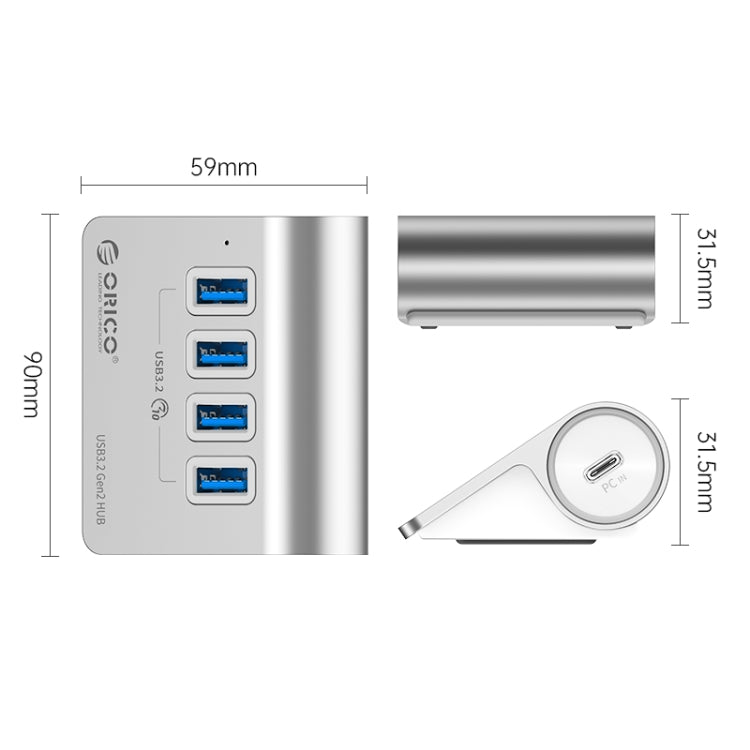 Hub USB 3.2 Gen1 4 porte 10 Gbps in lega di alluminio