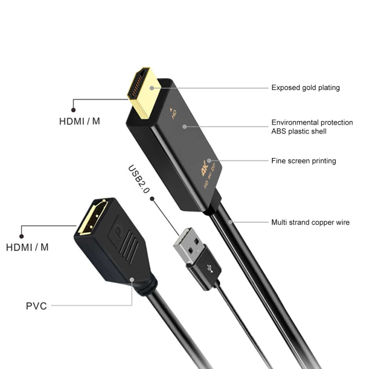 Cavo adattatore HDMI+USB 2.0 maschio a DisplayPort femmina 25 cm