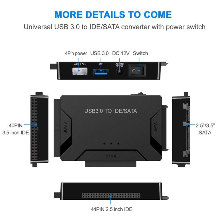 Cavo adattatore USB 3.0 a SATA/IDE per HDD 2,5" e 3,5"