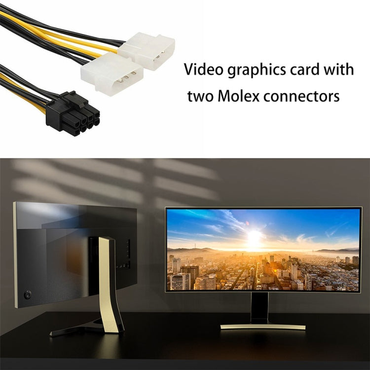Cavo alimentazione Y 8 pin PCIe a doppio Molex 4 pin 18 cm