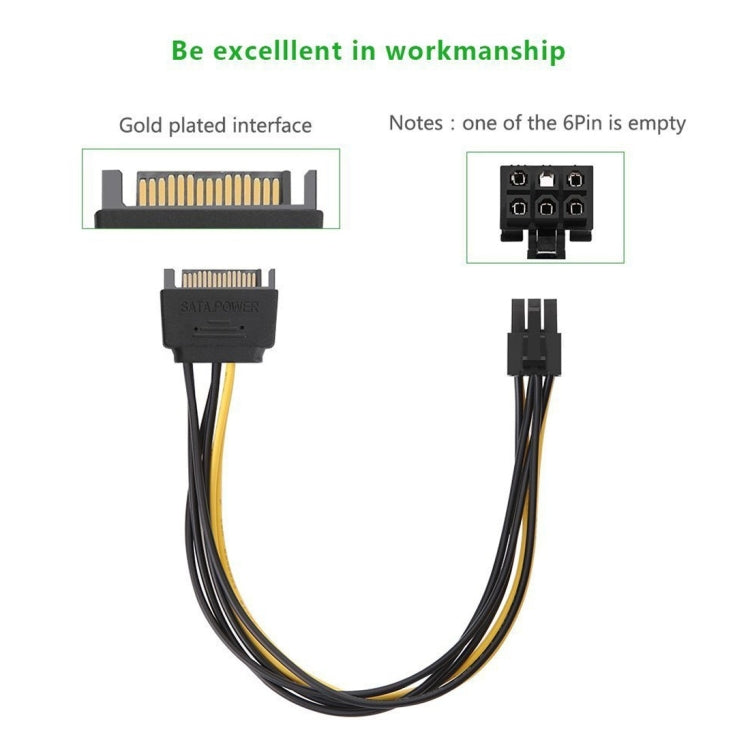 Cavo alimentazione SATA 15 pin a 6 pin femmina 20 cm