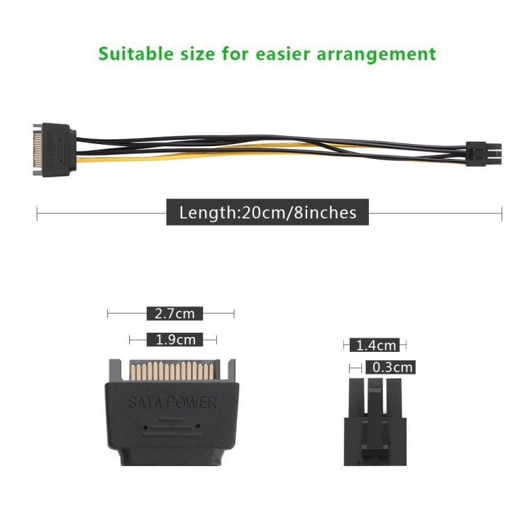 Cavo alimentazione SATA 15 pin a 6 pin femmina 20 cm