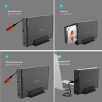 Custodia esterna in alluminio per HDD SATA 3,5" USB 3.0