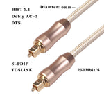 Cavo audio fibra ottica Toslink SPDIF 1 metro placcato oro