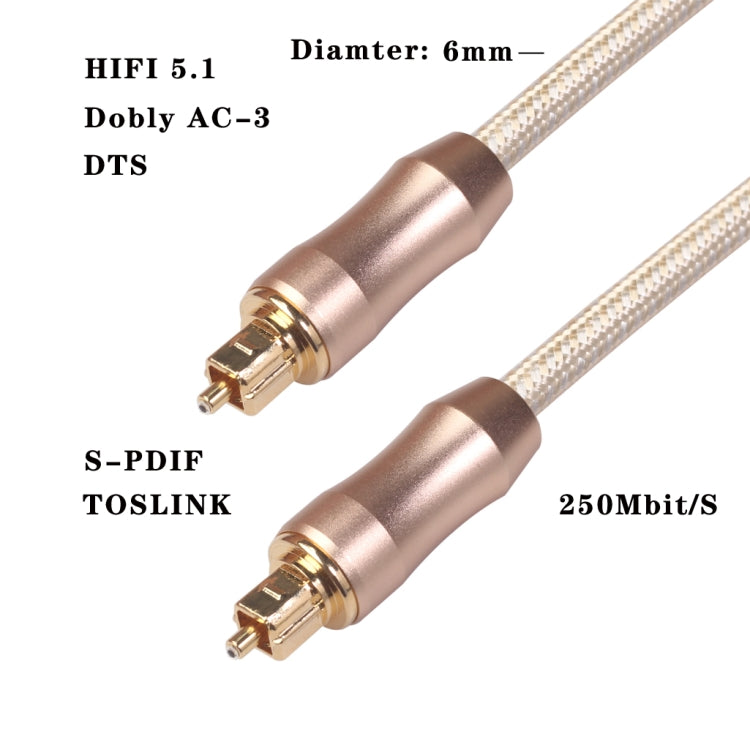 Cavo audio fibra ottica Toslink SPDIF 5 metri placcato oro