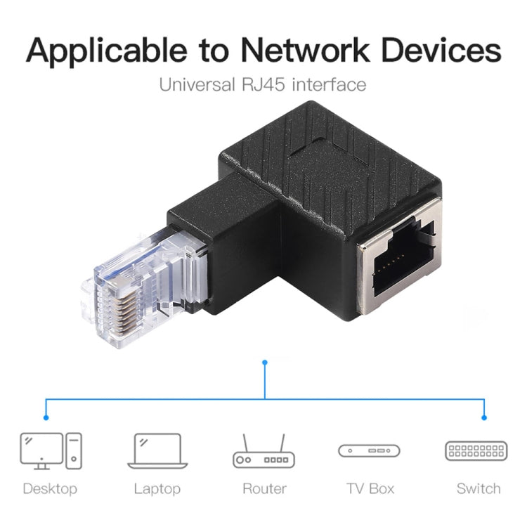 Adattatore RJ45 maschio-femmina 90 gradi per cavo Ethernet