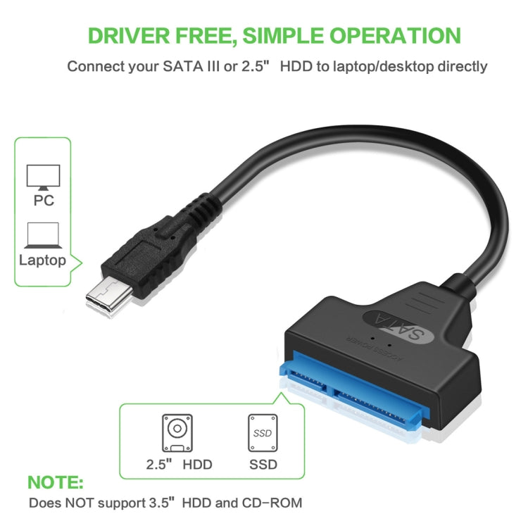 Cavo convertitore dati USB-C 3.1 maschio a SATA 15+7 pin 20 cm