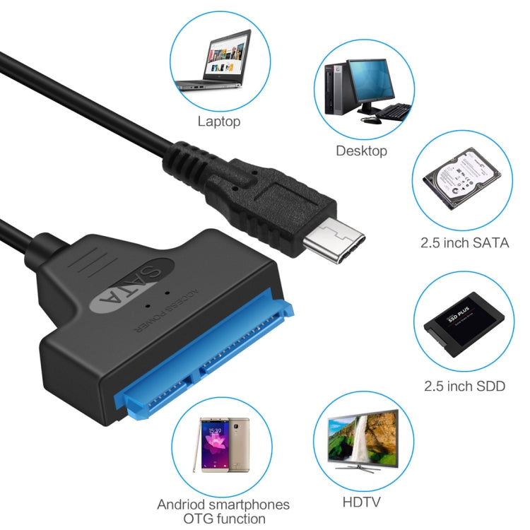 Cavo convertitore dati USB-C 3.1 maschio a SATA 15+7 pin 20 cm