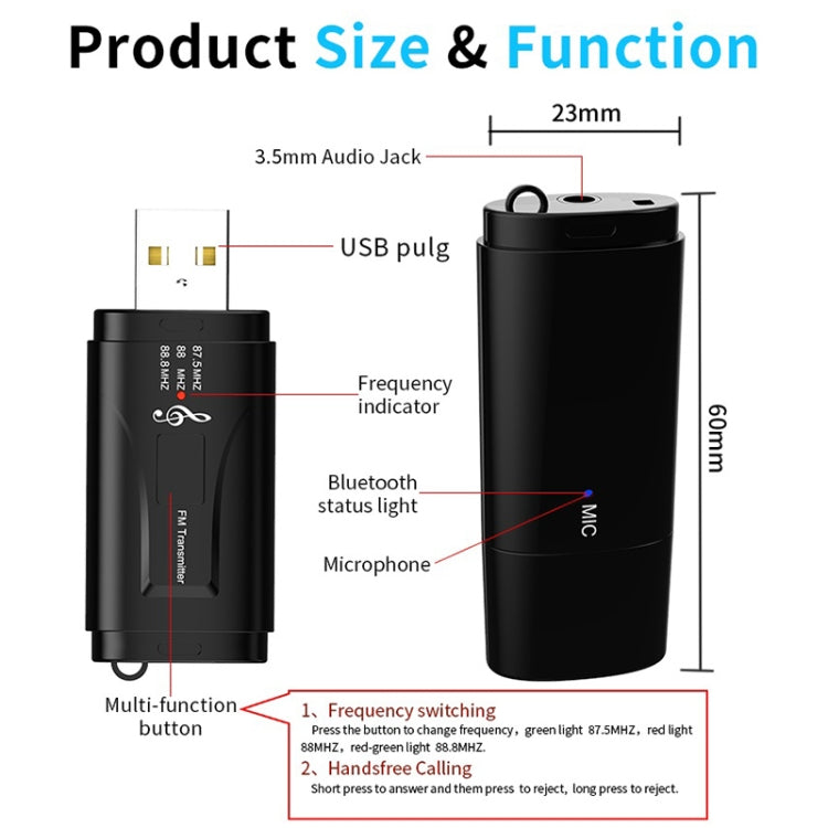 Trasmettitore FM Bluetooth MSD128 per auto USB AUX