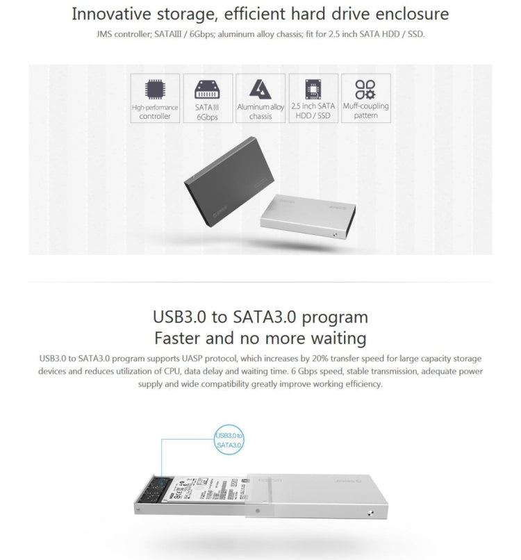 ORICO 2518S3 Custodia per disco rigido esterno USB 3.0 2,5"