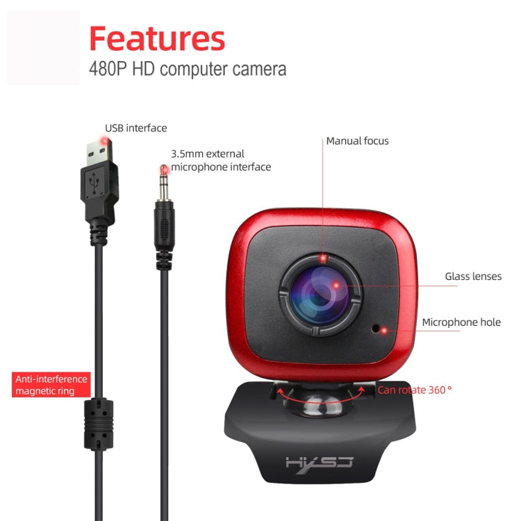 Webcam PC HXSJ A849 HD 480P con microfono