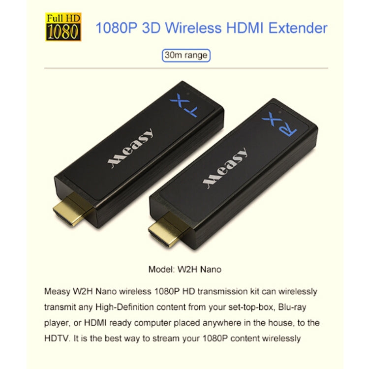 Measy W2H Nano Extender HDMI wireless 3D Full HD 1080P, distanza di trasmissione: 30 m